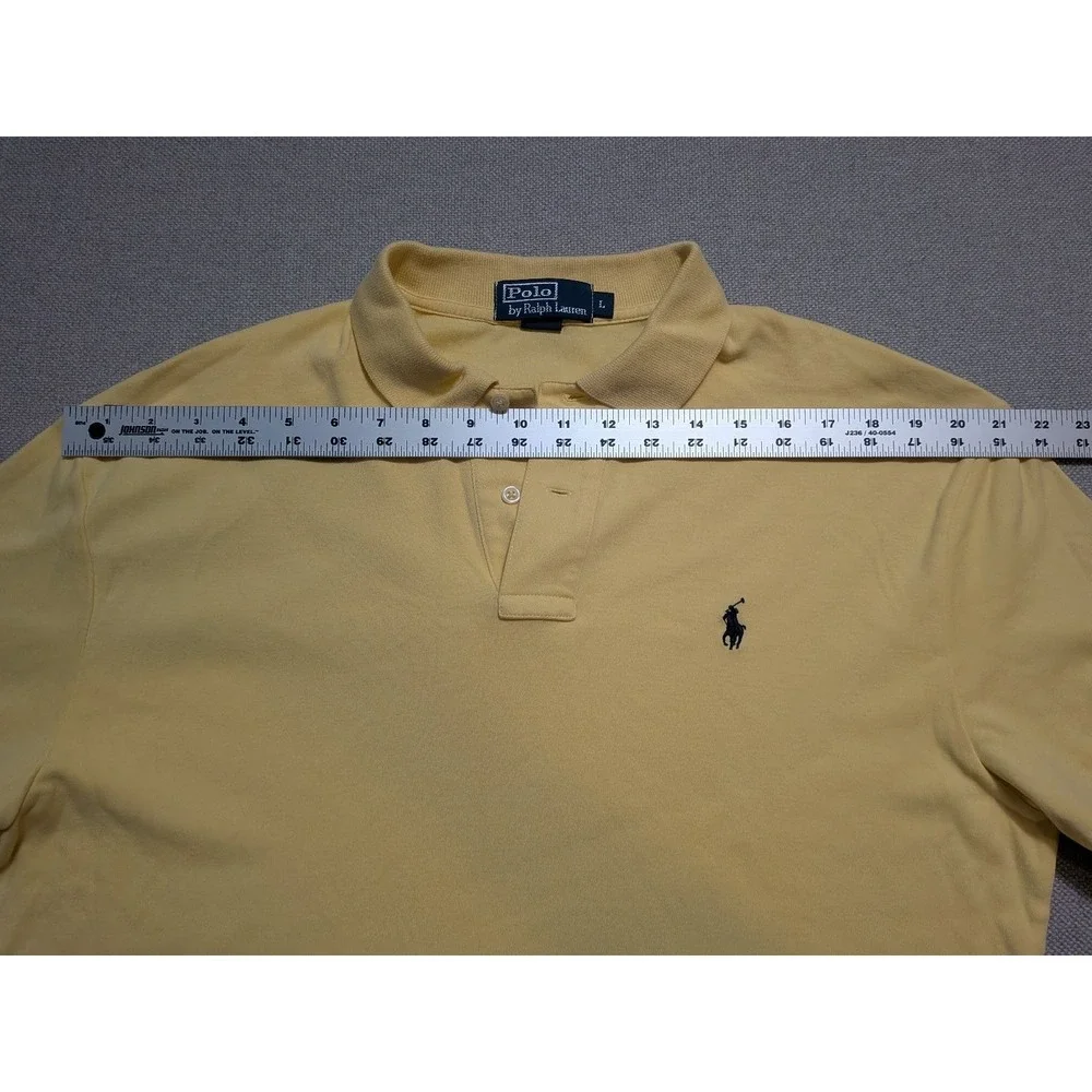 Polo Ralph Lauren Men's Polo Shirt Yellow Size L 100% Cotton Pony